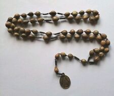 Antique Vtg Jobs Tears Seed Beads Rosary 19 1/2 Mary Miraculous Brass Medal 7/8 picture