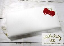 Sanrio Hello Kitty Long Wallet Genuine Saffiano Leather White from JP g45 picture