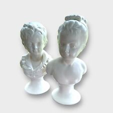 2 Vintage Napcoware Bust Figurines Victorian Style Mid-Century White Ceramic picture