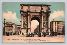 Marseille France L'Arc de Triomphe Port d'Aix Aix Gate US Soldiers Mail Postcard picture