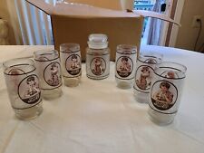 VTG Pepsi Cola Drinking Glasses w/ Ladies Design & Glass Canister With Lid Lot 7 picture