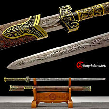 41''Chinese Han Dynasty Jian Carbon Steel Dragon Double Edge Straight Sword 汉剑 picture