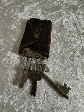 Antique Mixed Lot Of Keys Skeleton London Leather Key Holder 