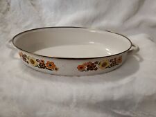 Vintage Crowning Touch Harvest Blossom Porcelain Enamel Oval Roaster Speckled picture
