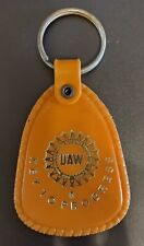 VINTAGE UAW LOCAL UNION Key To Success Orange Keychain Key Ring FOB picture