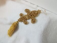 Baroque Style Goldtone Glitter Scroll Design Christmas Ornament with Tassel picture