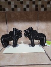 *Lot of 2* Beadworx by Glass Roots Black Gorilla Set Glass Bead Sculpture-Rare picture