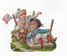 1888 Chromo de Coupis, FANTASY BABIES US FLAG, Antique, Diecut, 2-1/4