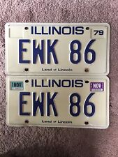 1984-85 Illinois PAIR Vanity License Plates - EWK 86 - Very Nice picture
