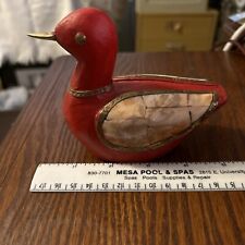 Vintage Wood Duck w/  Shell Inlays On Wings   5 1/4