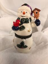 Christmas Figurine Trinket Treasure Box Ceramic Porcelain+surprise snowman flake picture