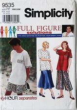 Simplicity 9535 Womens Plus 2 Hour Tops Skirt Split Skirt Sewing Pattern 18W-24W picture