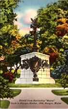 Postcard Memorial Monument Shield of Battleship Maine Bangor Maine ME 1951  S399 picture