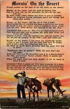 Cowboy Western Postcard Morning On The Desert Poem Glenn Davis 1940 PX picture