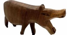 African Folk Art Wooden Hand Carved Hippopotamus Hippo 3x1.75” Vintage VTG picture