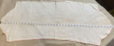 Antique White Table Runner Handmade From Flour Sacks With Crocheted Edge picture