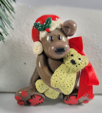 Vintage Christmas UNIQUE Detailed Artisan Statement Dough Handmade Bear Santa picture