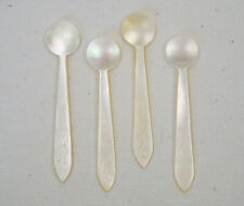 Lot of 4 Antique Victorian Caviar Spoons carved mother of pearl 2.25