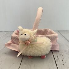 Vintage Sheep Easter Decor Wood Basket Cloth Cover Pink Ballerina 🩰 picture