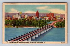 Harrisburg, PA-Pennsylvania, Skyline, Susquehanna River, c1956, Vintage Postcard picture