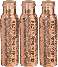 Beautiful Hammered Copper Water Bottle Ayurvedic Health Benefit 1000ML Set Of 3 picture
