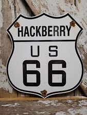 VINTAGE HACKBERRY ROUTE 66 PORCELAIN SIGN US HIGHWAY ROAD TRANSIT SHIELD MARKER picture