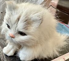 Vintage Real Rabbit Fur Kitten Glass Eyes White Cat Kitten picture