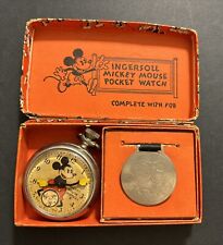 Ingersoll 1930's Disney Mickey Mouse Pocket Watch RARE Excellent Used Condition picture