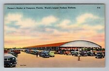 Pompano FL-Florida Open Air Farmer's Market Period Cars Vintage Postcard picture