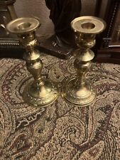 Vintage Set of 2 Rostand Heavy Brass Candlestick Candle Holders Signed USA 8” picture