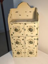 Vintage Painted Wooden Spice Rack Wall Cabinet 6 Drawer  picture