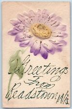 Readstown Wisconsin WI Postcard Greetings Embossed Flowers And Leaves c1910's picture