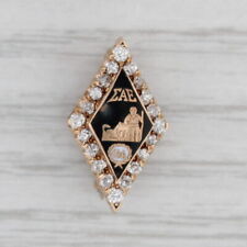 Sigma Alpha Epsilon Badge 14k Gold Diamond 1900 Antique Greek Fraternity Pin picture