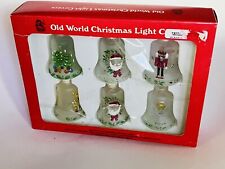 Vintage Old World Christmas Glass String Light Bulb Covers 6 Bells picture