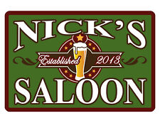 PERSONALIZED SALOON SIGN YOUR NAME CUSTOM DURABLE ALUMINUM FULL COLOR 12X18 #352 picture