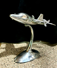 Vintage Art Deco Aluminum Metal 4 Prop Airplane Desk Model Display picture