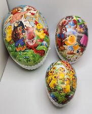 Set Of 3 Vintage Nesting Paper Easter Eggs, Germany ,Echt Erzgebirge picture