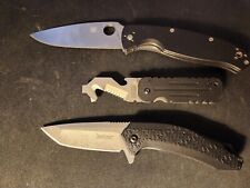 Spyderco Resilience, Blackhawk tool, Kershaw flipper set of 3 knives picture