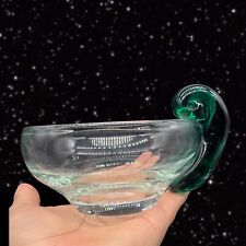 Vintage Olive Dish Glass Bowl W Green Snail Scroll Handle Glass Clear 5.5”W 3”T picture