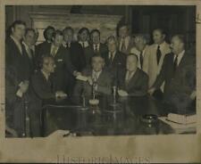 1971 Press Photo Governor John J. McKeithen presents Superdome funds check picture