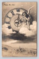 RPPC Angel Girl Trumpeting in The New Year on a Stary Night Postcard 1906 picture