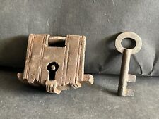 AN ANTIQUE HANDMADE RUSTIC IRON RARE TRIBAL  PADLOCK WITH KEY, (IP.1) picture