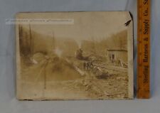 Rare Sepia Photograph Logging Train Operations Late 1880's possibly in Montana picture