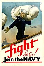 Fight Join the Navy - 1940s Vintage Style World War II Navy Poster - 16x24 picture