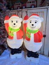 Vintage Blow Mold Santa Bear Union Don Featherstone New Old Stock 33” PAIR picture