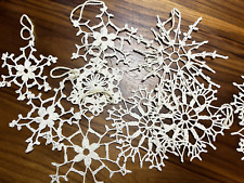 LOT OF 10 Vintage Handmade Starched Crocheted Snowflakes Holiday Ornaments * picture