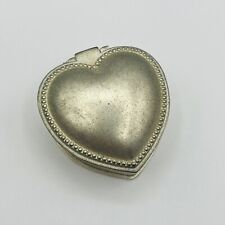 Vintage Silvertone Heart Shaped Hinged Trinket Box picture