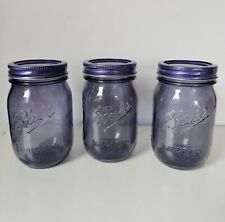 3 Purple Ball Jars Heritage 100th Anniv Edition Vintage Mason Pint Lids 16oz picture