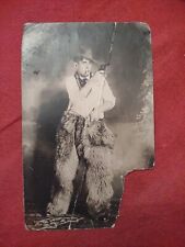 1916 22 Yr. Old In Cowboy Gear RPPC Torn Corner picture