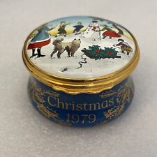 Halcyon Days Bilston & Battersea English Enamels Pill/Trinket Box Christmas 1979 picture